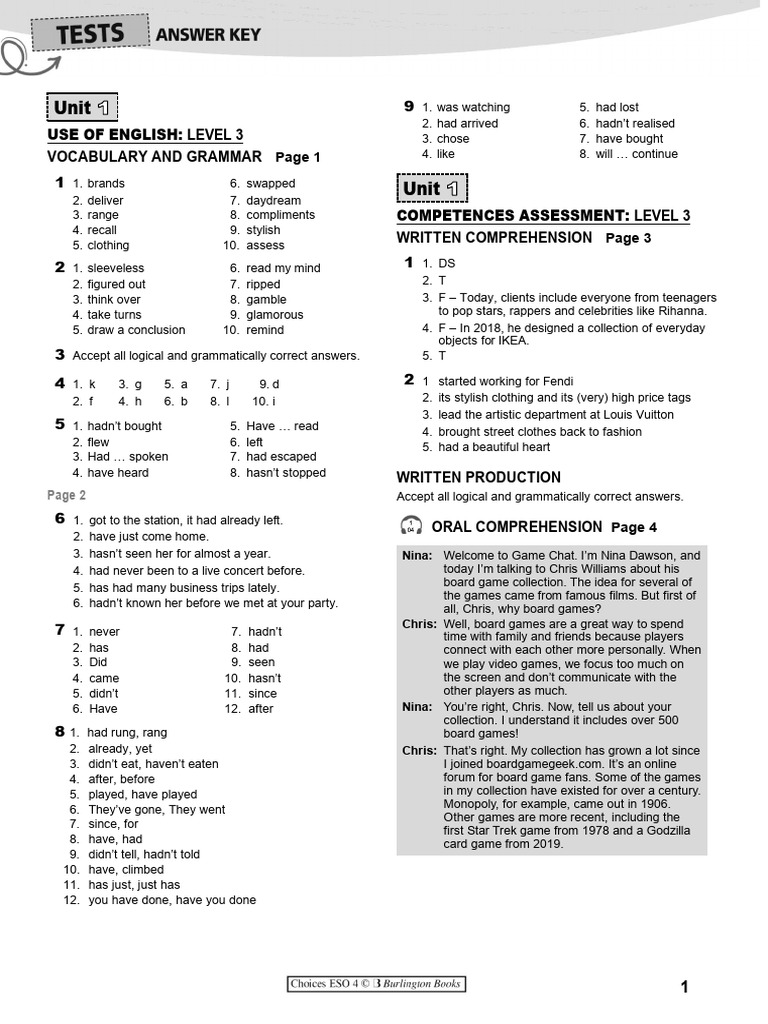 English Language Skills Assessment Guide | PDF | Fashion | Clothing