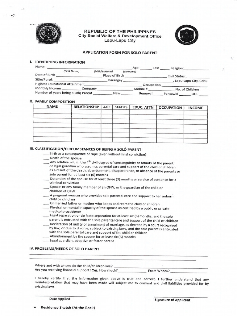 Solo Parent Application | PDF