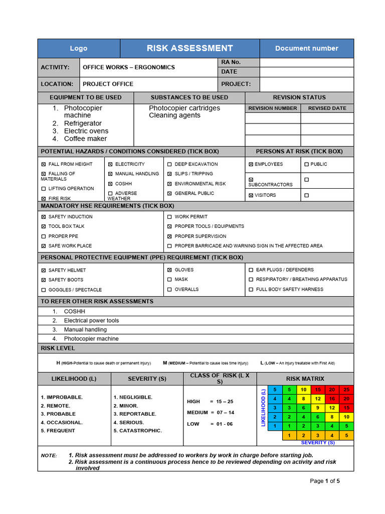 Office Work Risk Assessment Guide | PDF | Risk | Personal Protective ...