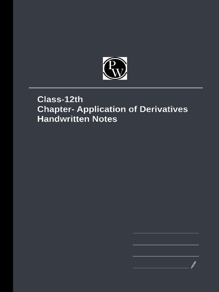 Application of Derivative Handwritten Notes by Ashish Agrawal Sir | PDF
