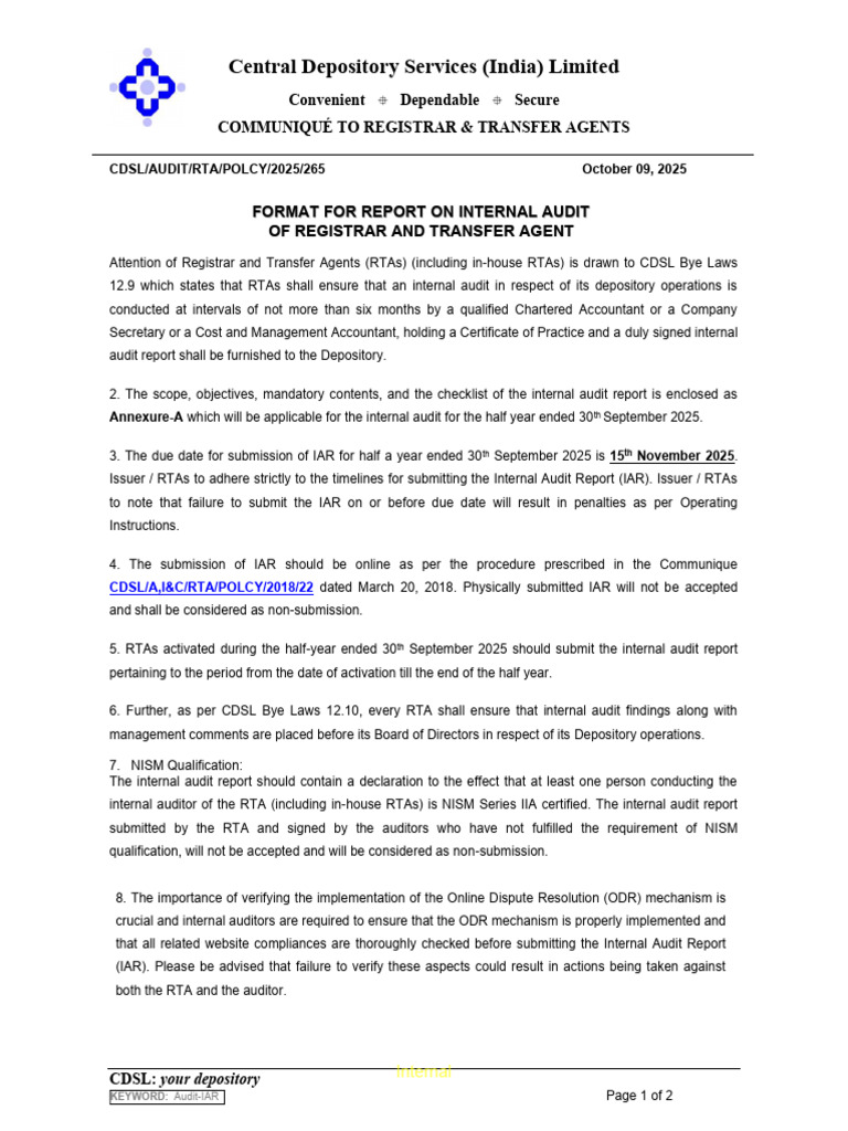 Internal Audit Report Submission Guidelines | PDF | Audit | Auditor's ...