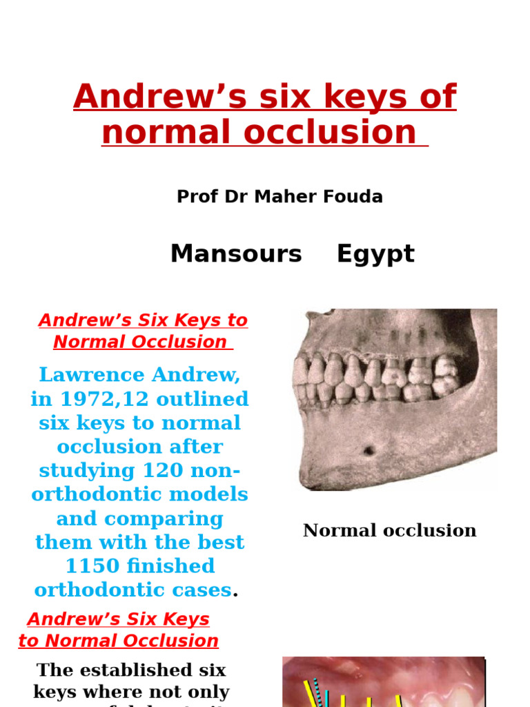 Andrew's Six Keys to Normal Occlusion | PDF | Primate Anatomy | Dentistry