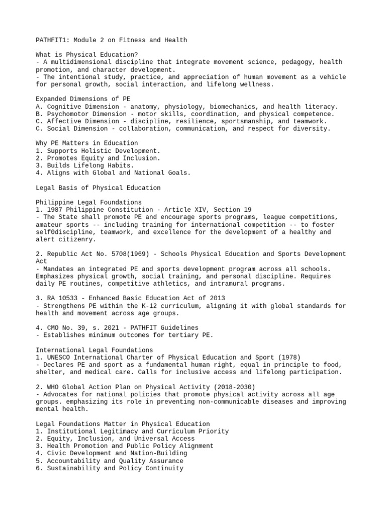 PATHFIT1 Module 2 On Fitness and Health | PDF | Physical Fitness ...
