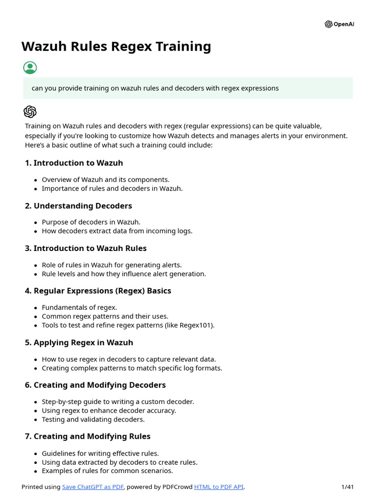 Wazuh Rules and Regex Training Guide | PDF | Regular Expression ...