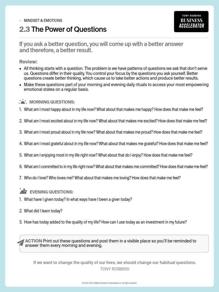 Empowering Daily Questions for Success | PDF
