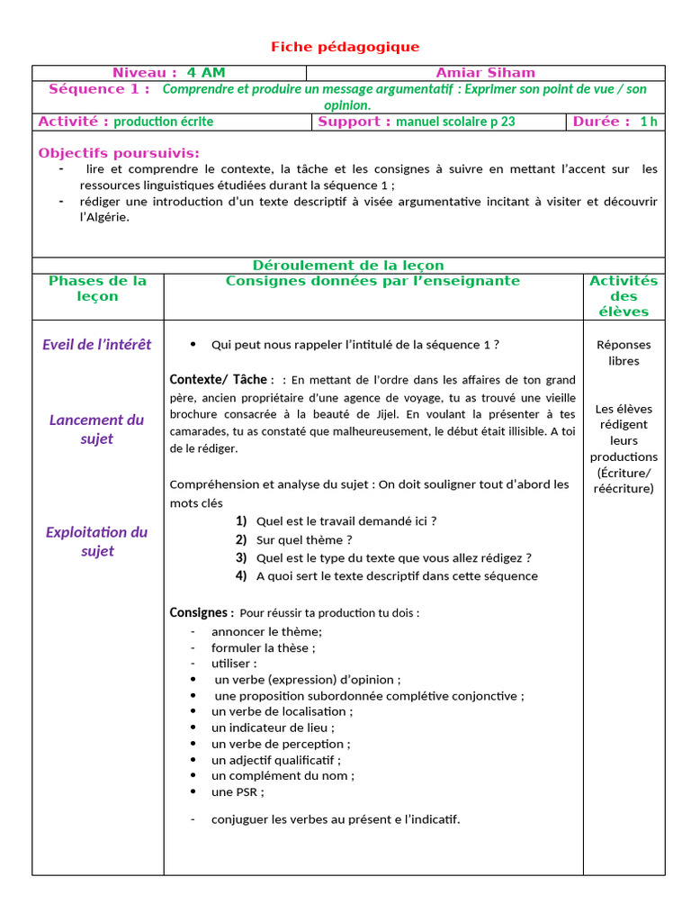 Rédaction d'un message argumentatif | PDF | Verbe | Clause