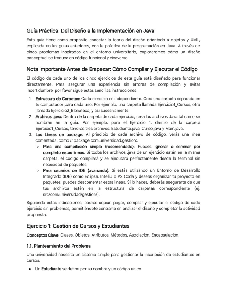 Guía Java: Diseño e Implementación OOP | PDF | Java (lenguaje de ...
