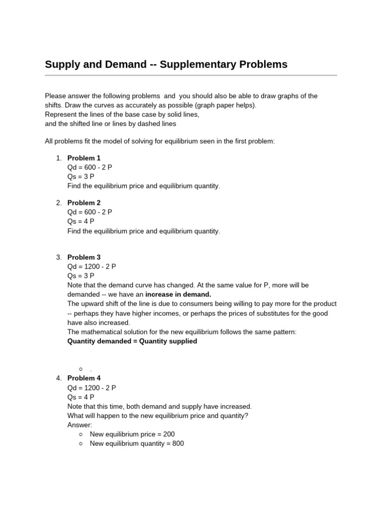 Supply and Demand Equilibrium Problems | PDF | Supply And Demand | Demand