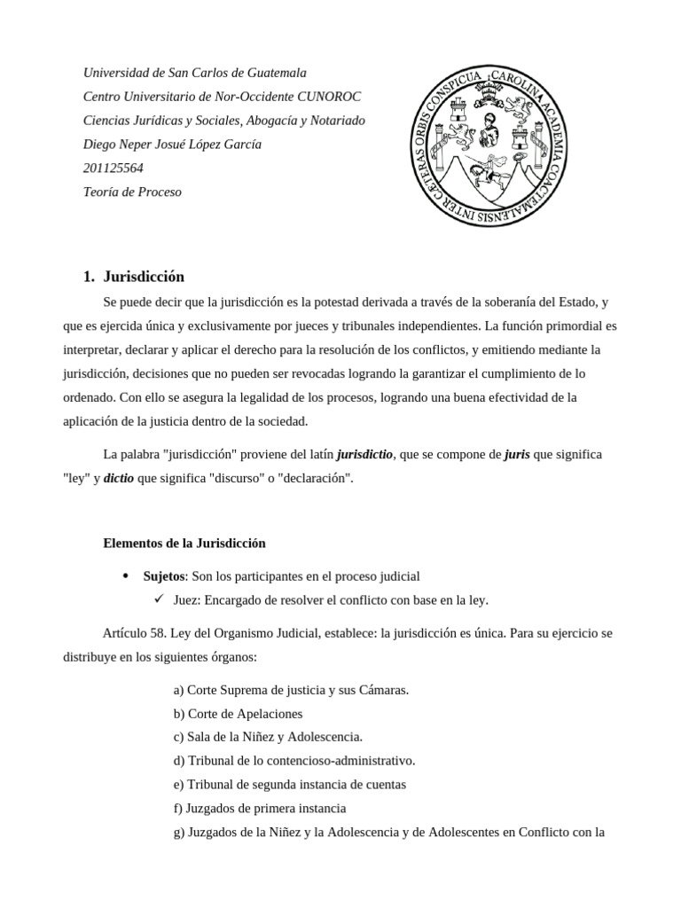 Jurisdicción y Competencia en Derecho Guatemalteco | PDF | Judicaturas ...