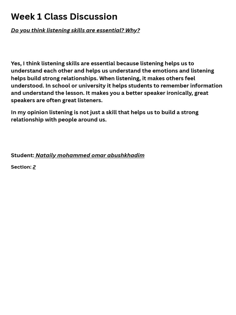 Week 1 Class Discussion | PDF