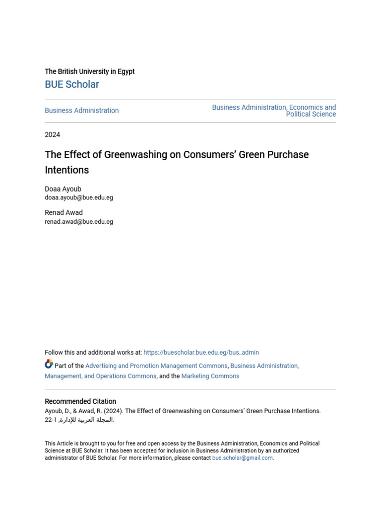 Impact of Greenwashing on Consumer Intentions | PDF | Brand | Consumer ...
