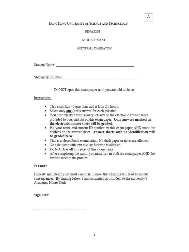 MOCK Mid-Term Exam Paper | PDF | Internal Rate Of Return | Net Present ...