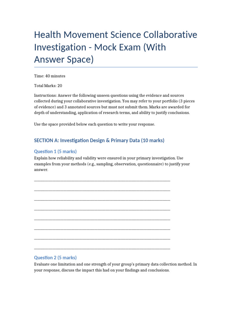 Health Movement Science Exam Guide | PDF | Validity (Statistics ...