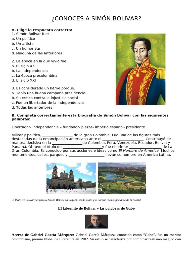 Conoces A Simón Bolivar | PDF | Gabriel García Márquez