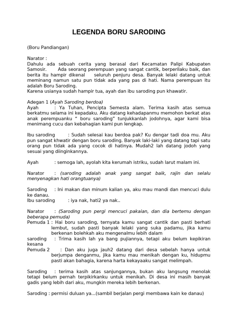 Legenda Boru Saroding dari Samosir | PDF