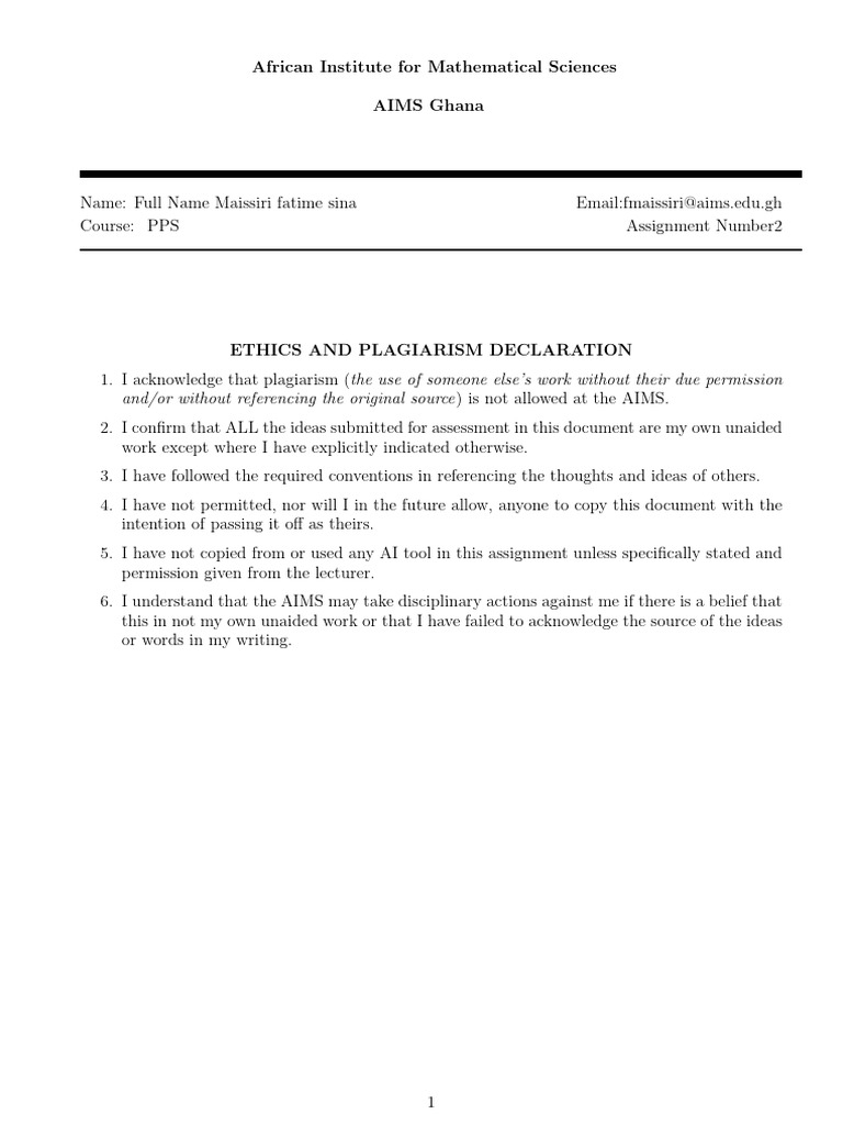 Fmaissiri PPS Assignment 2 | PDF | Plagiarism | Applied And ...