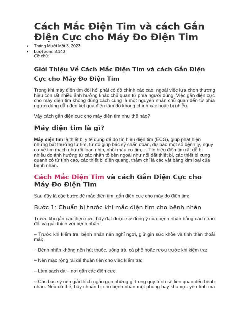 Cách Mắc Điện Tim Và Cách Gắn Điện Cực Cho Máy Đo Điện Tim | PDF