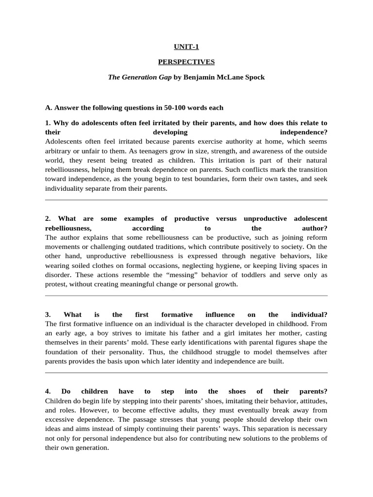 Understanding The Generation Gap | PDF | Verb | Adolescence