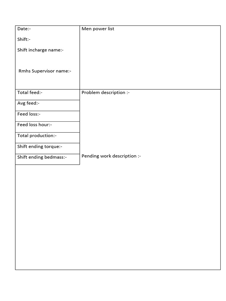Shift Incharge Log Book Template | PDF
