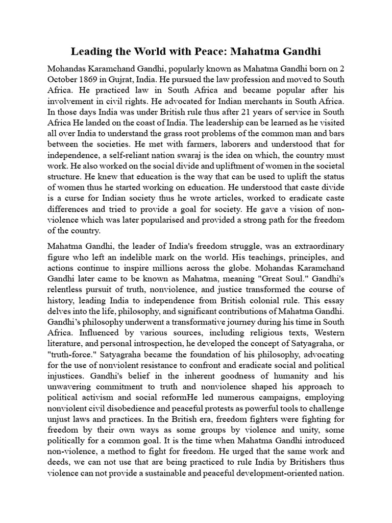 Mahatma Gandhi: Lessons in Nonviolence | PDF | Mahatma Gandhi | Nonviolence