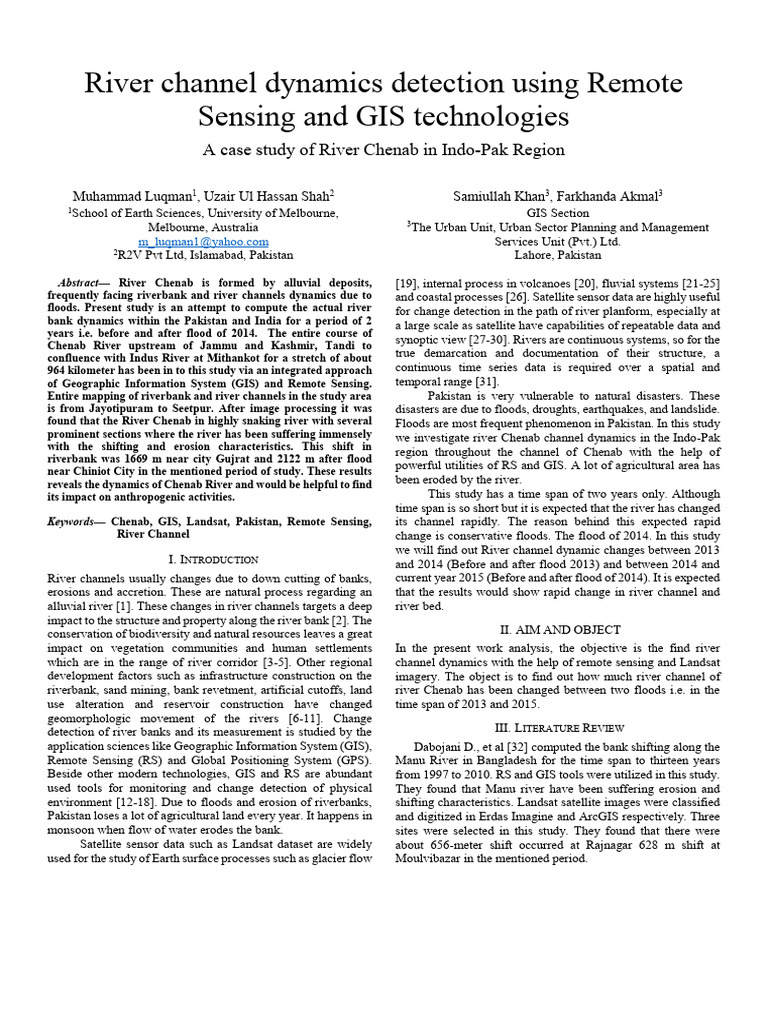 River Chenab Dynamics via GIS & Remote Sensing | PDF | River | Remote ...