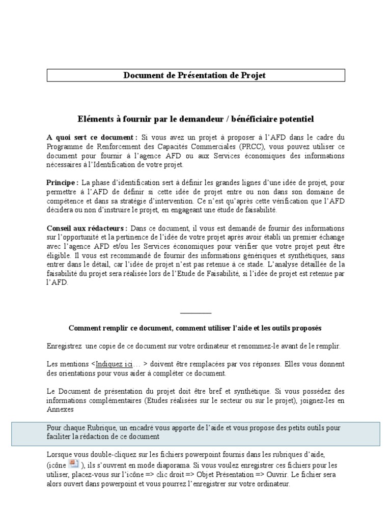 Présentation de Projet AFD PRCC | PDF | Budget | Fichier informatique