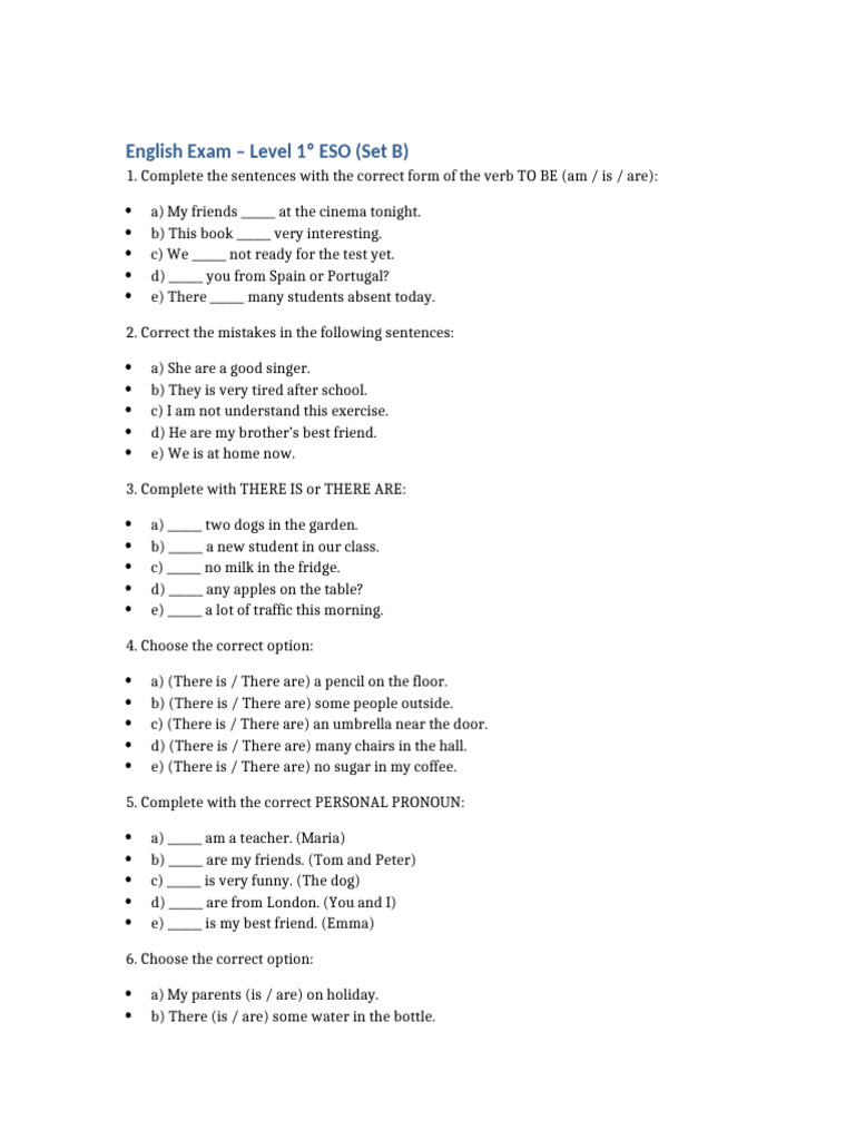 English Exam 1ESO SetB | PDF | Chess Openings | Chess
