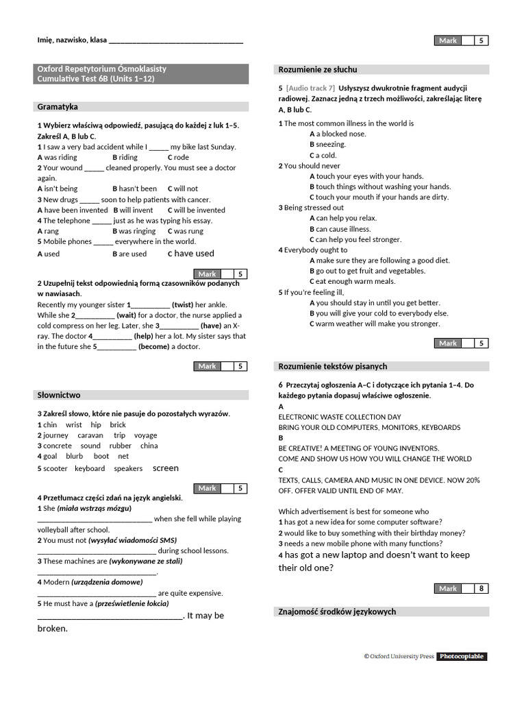 Cumulative Test 1 12 B | PDF