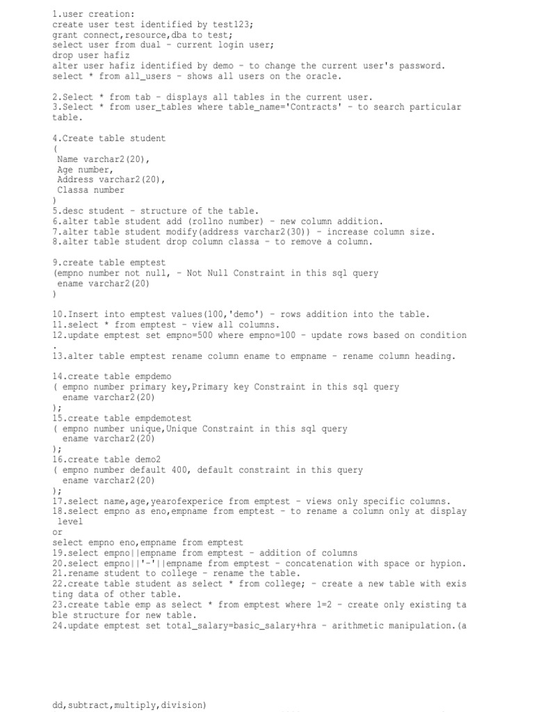 Oracle Sql Table Database Data Management