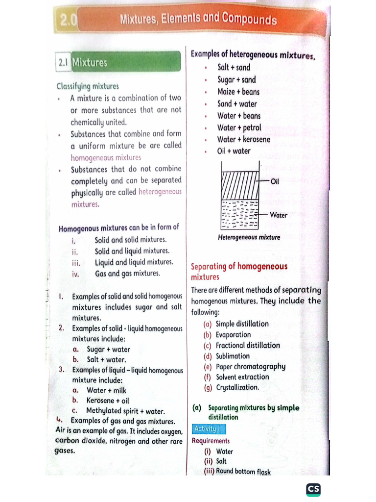 Grade 7 Mixtures Elements and Compounds | PDF