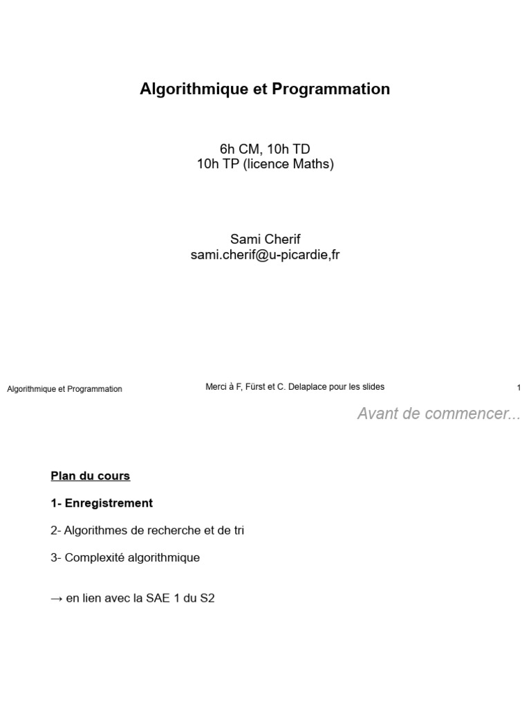 Introduction à l'Algorithmique et Programmation | PDF | Algorithmes ...