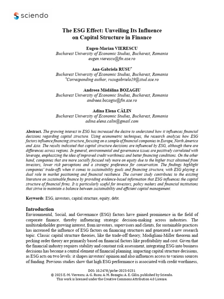 The ESG Effect Unveiling Its Influence On Capital | PDF | Capital ...
