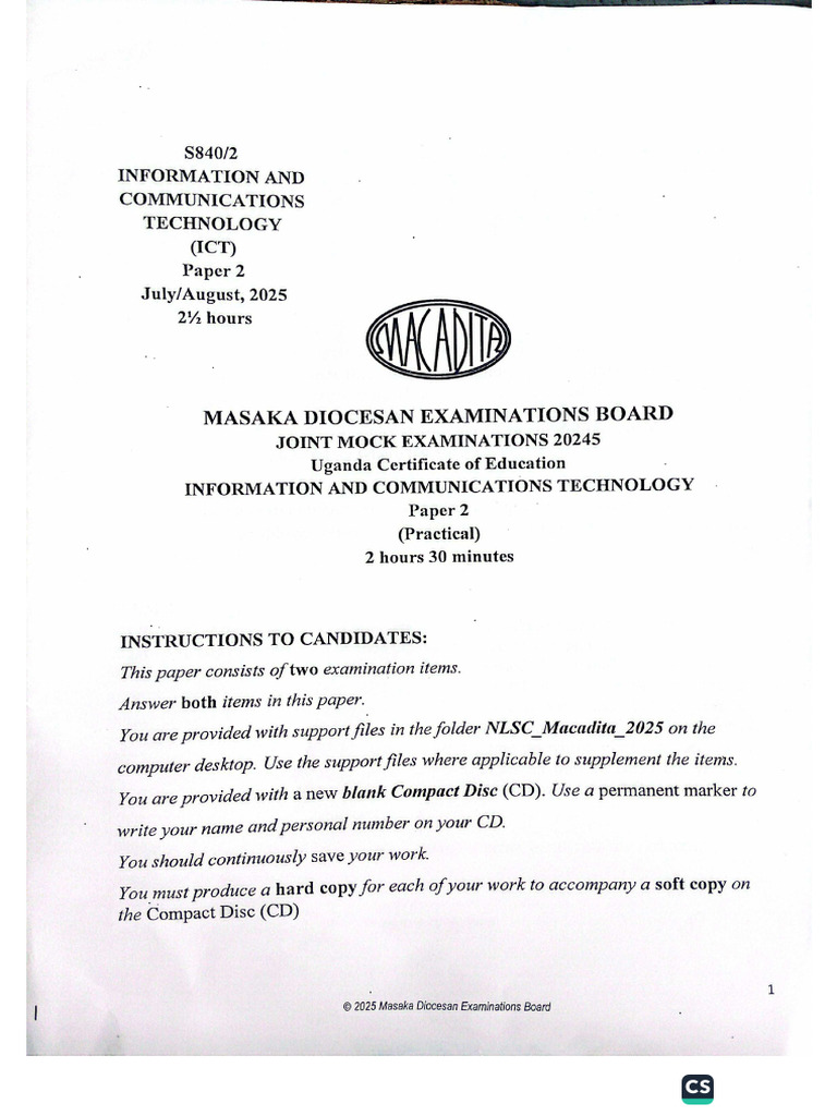 Uce Ict Paper 2 Makadita 2025 | PDF