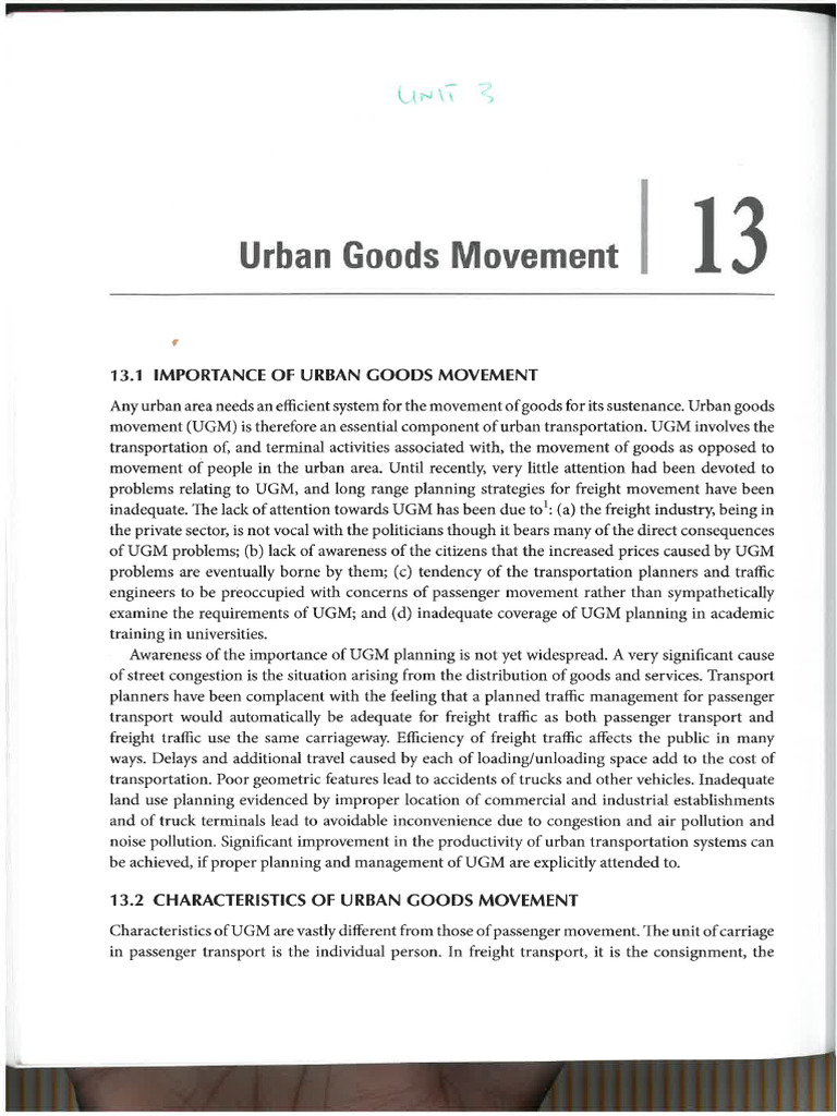 Unit 3 Urban Goods Movement | PDF