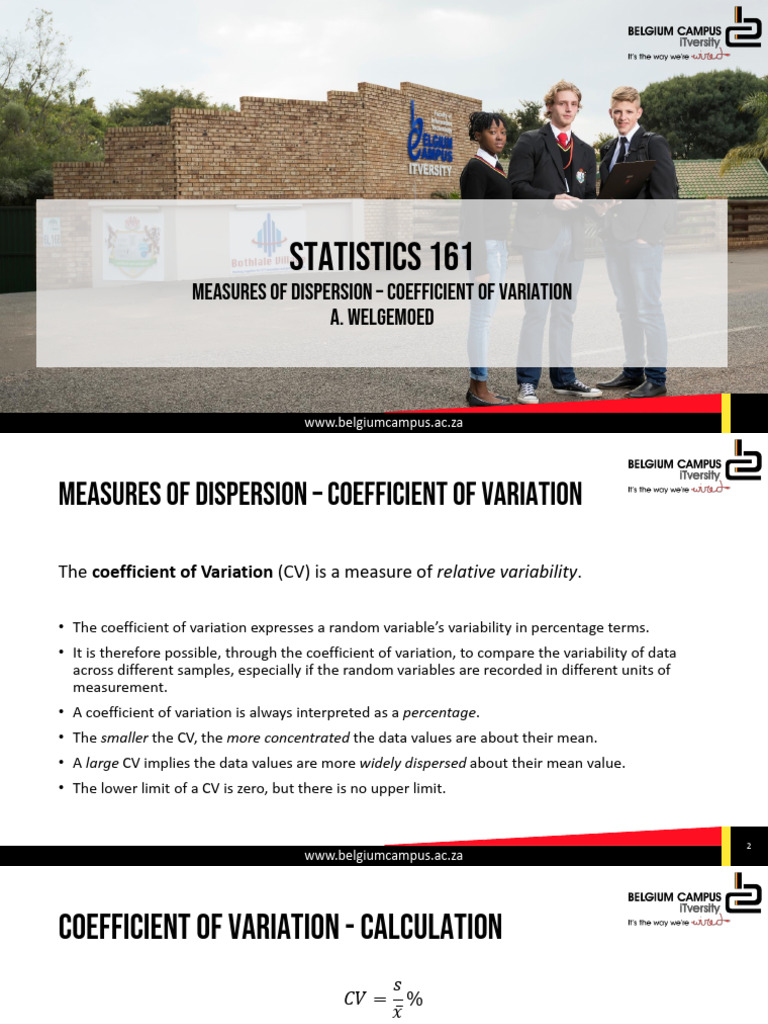 Coefficient of Variation Explained | PDF | Coefficient Of Variation ...