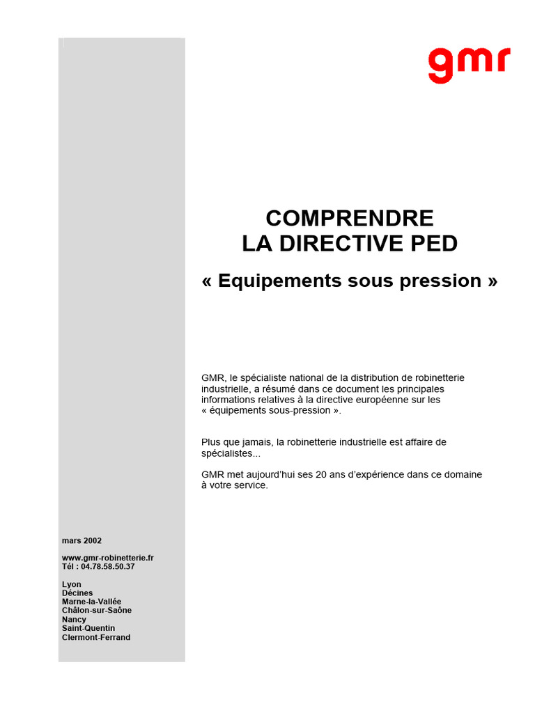Directive PED : Équipements sous pression | PDF | Tuyau | Directive ...