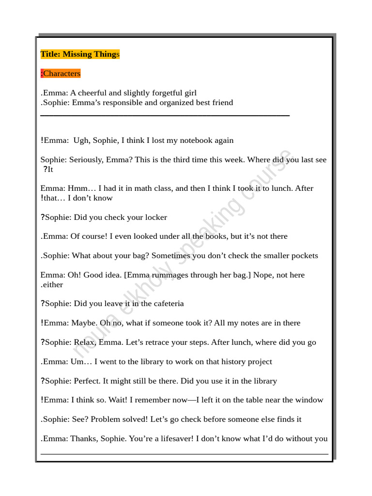 Conversation Missing Things | PDF