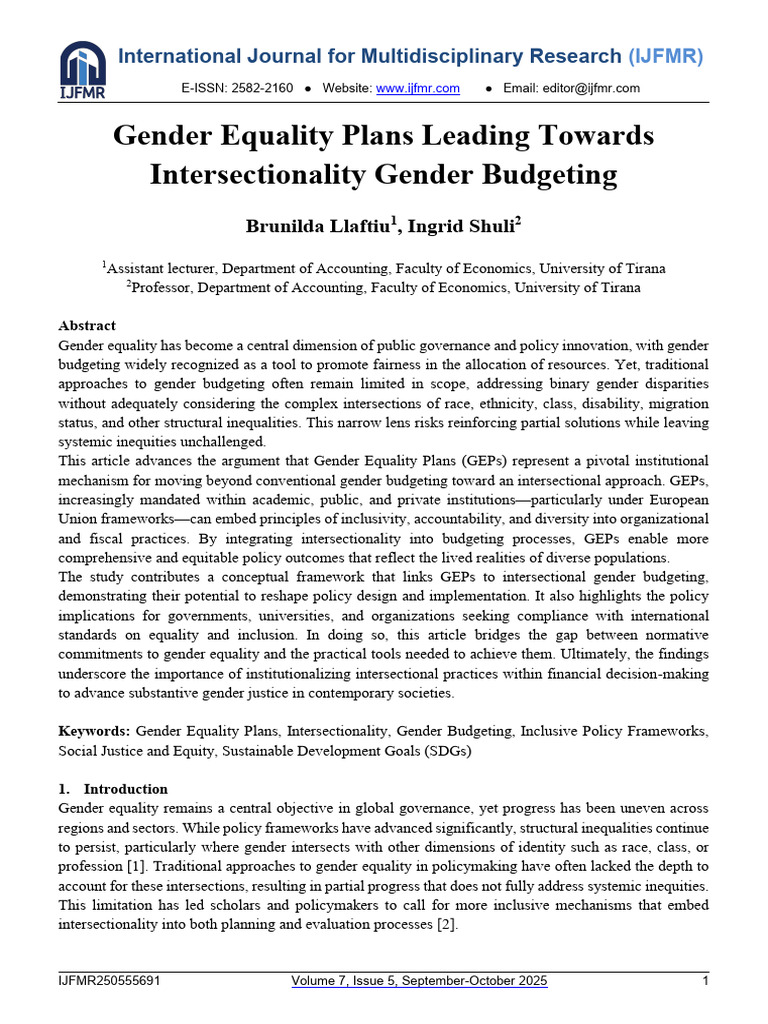 Gender Equality Plans and Intersectionality | PDF | Intersectionality ...