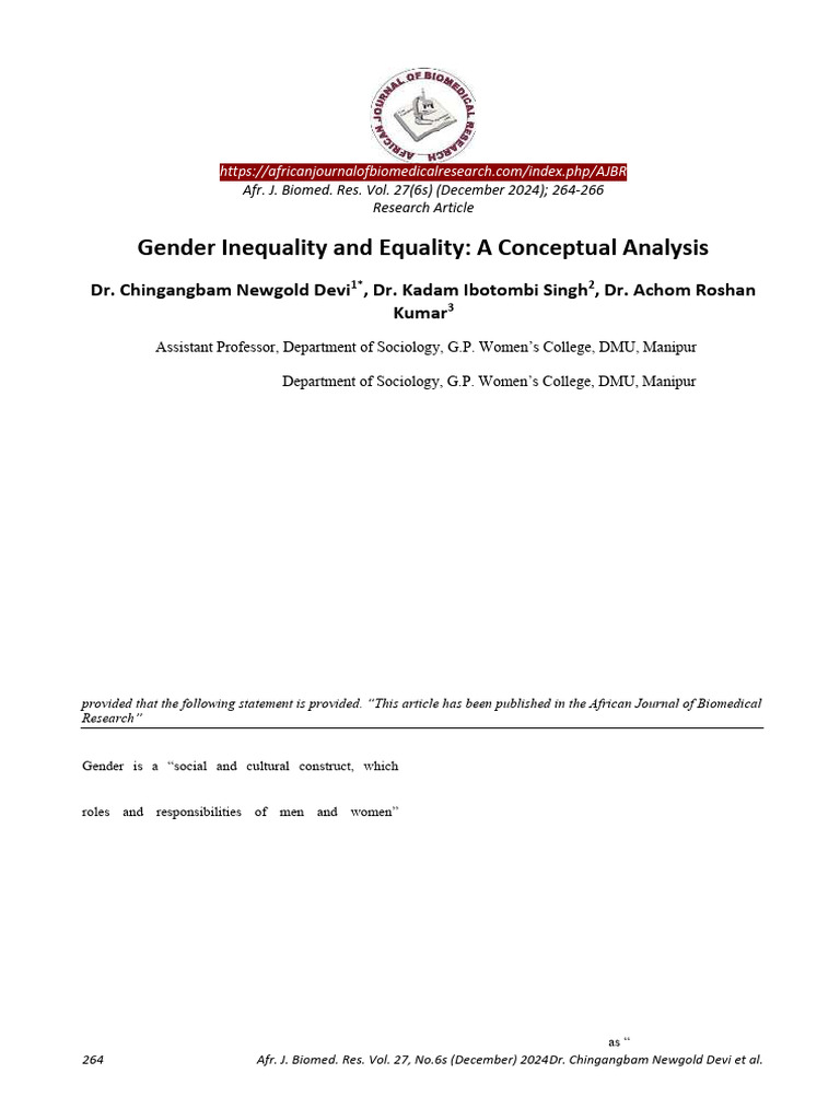 Gender Inequality and Equality A Conceptual Analys | PDF | Gender ...