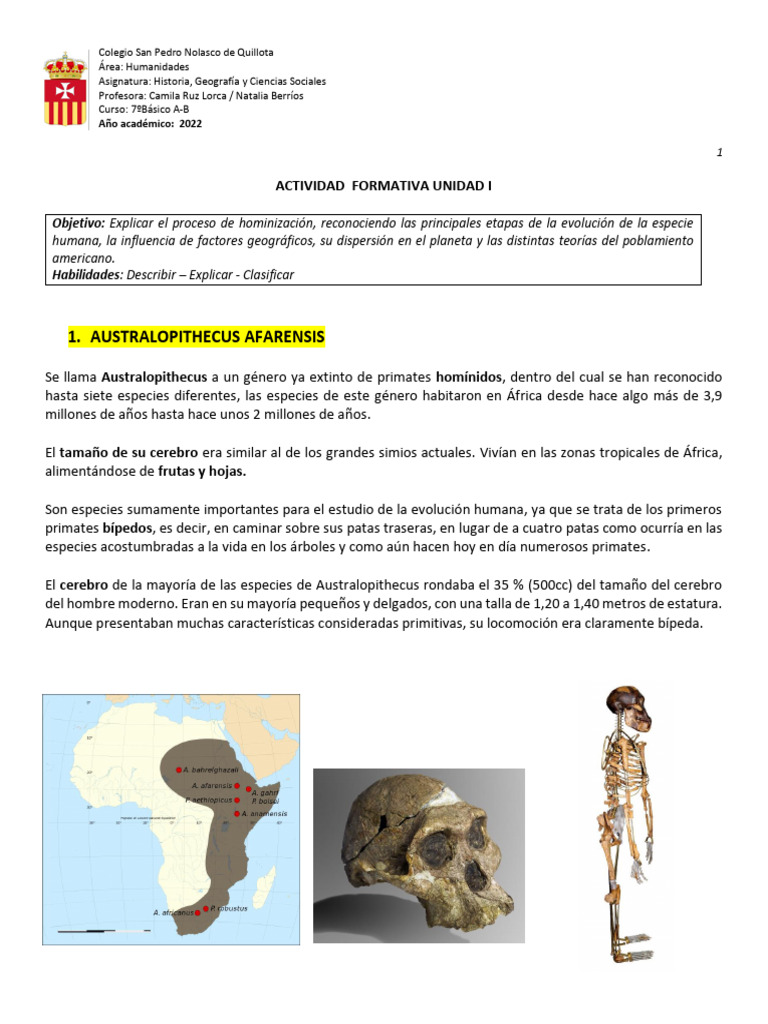 Evolución Humana: Australopithecus a Homo sapiens | PDF | Humano