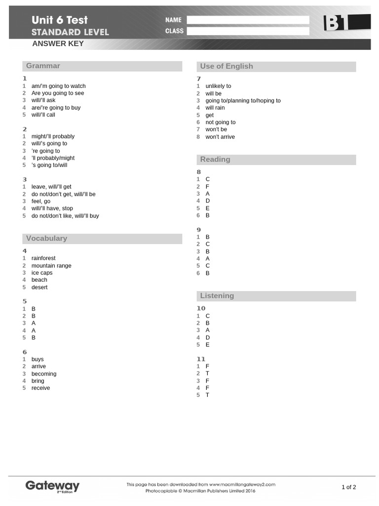 Grammar and Vocabulary Answer Key | PDF | Languages | Foreign Language ...