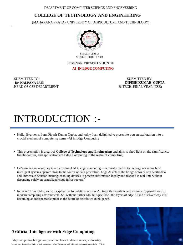AI in Edge Computing Seminar Overview | PDF | Computer Network | Cloud ...