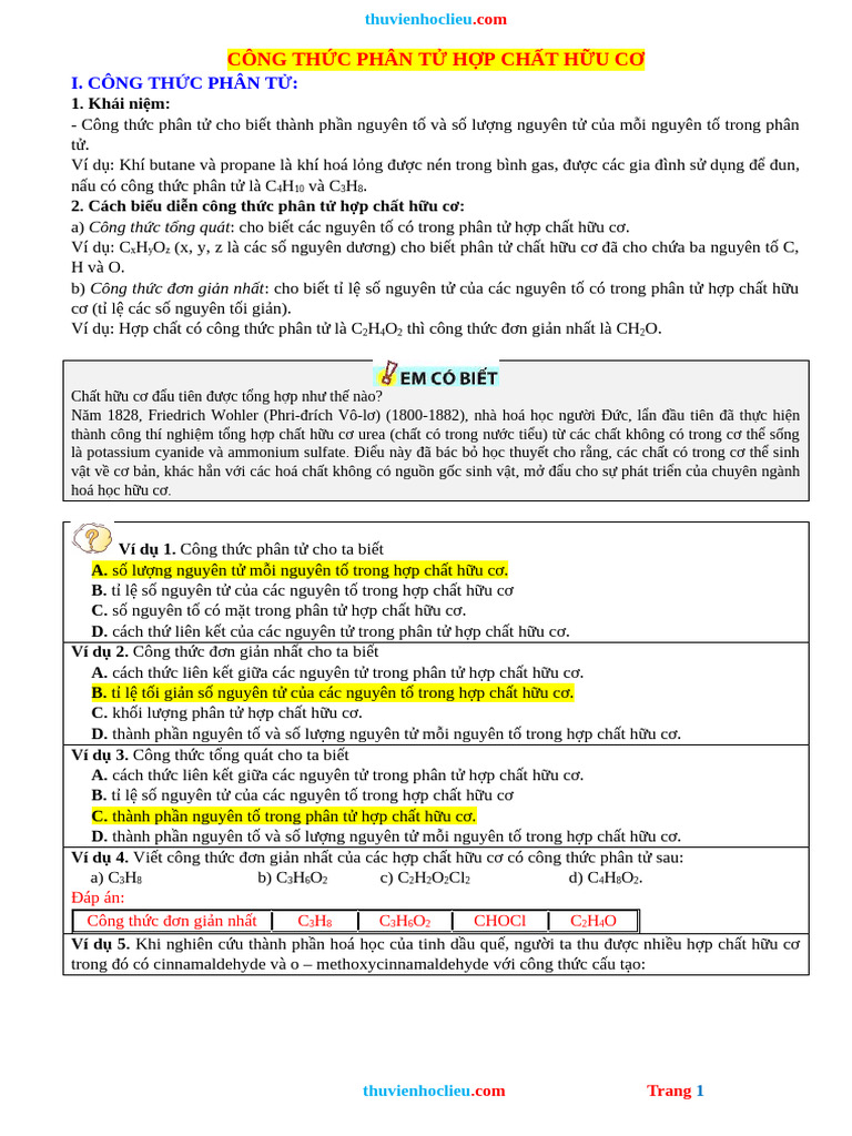 Bài 3 Công TH C Phân T HCHC | PDF