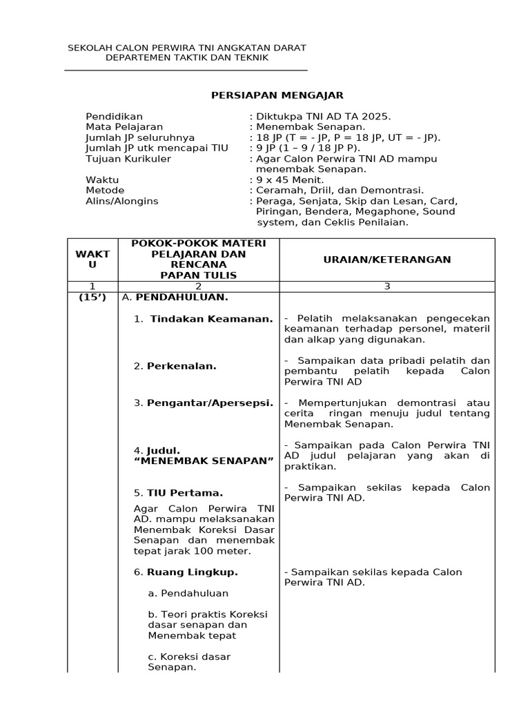 Pelatihan Menembak Senapan TNI AD | PDF