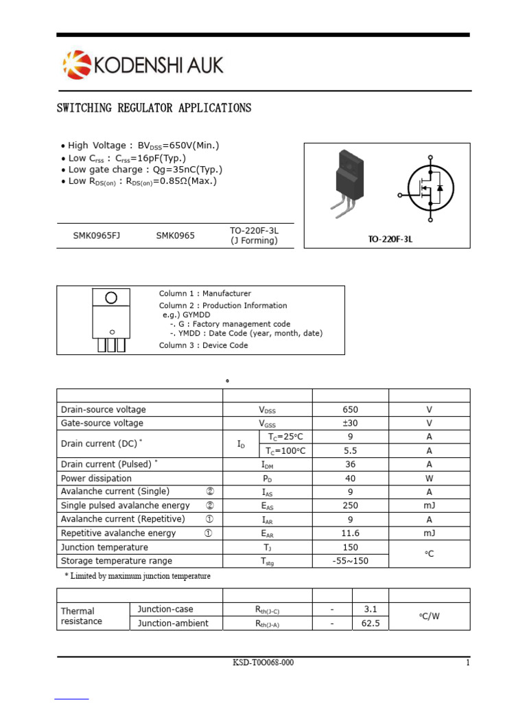 Auk Corp smk0965fj - 7e04379948 | PDF | Diode | Electricity