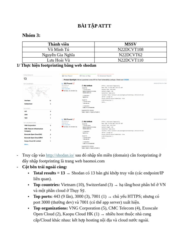 BÀI TẬP ATTT (Nhóm 3) | PDF