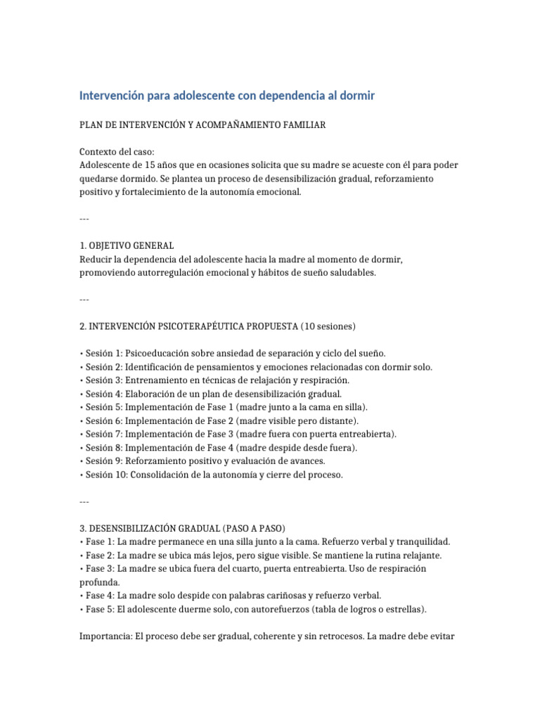 Intervención para Autonomía en Sueño Adolescente | PDF | Dormir | Las ...