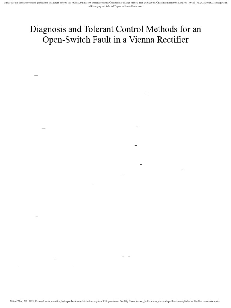 Open-Switch Fault Control in Vienna Rectifier | PDF | Rectifier | Power ...