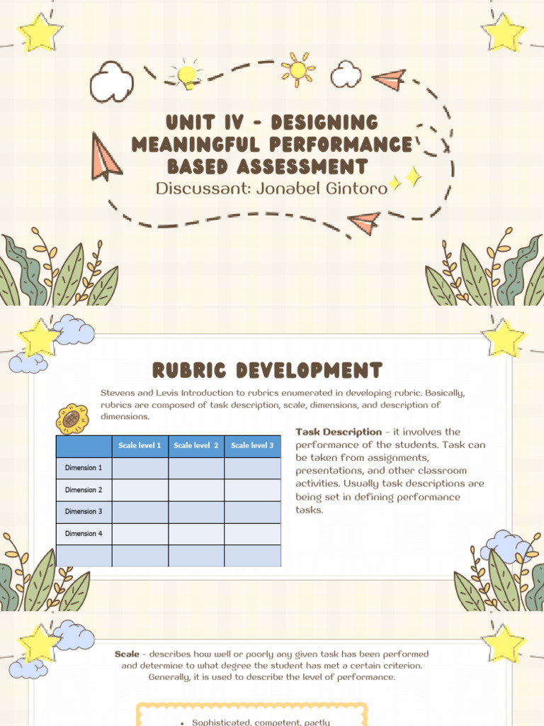 Performance-Based Assessment Rubrics | PDF | Human Communication | Learning