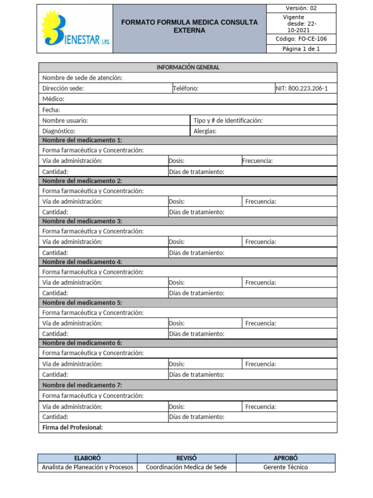 Formato de Fórmula Médica Externa | PDF | Medicamentos con receta ...